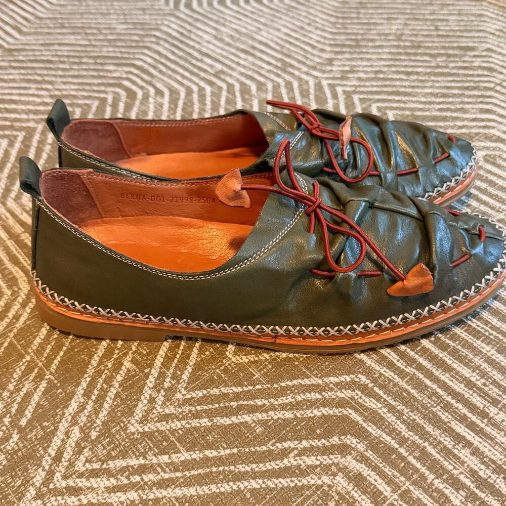 Spring Step Berna Olive Green Leather Comfort Flats Women’s EU 41 US 10 NWOT